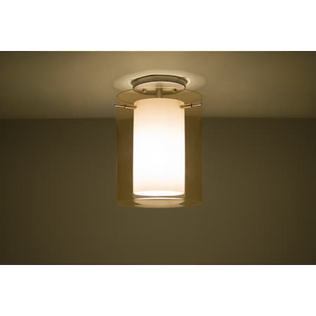 Besa Lighting Pahu 8 Ceiling, Trans. Armagnac/Opal, Satin Nickel Finish, 1x100W Incandescent 1KM-G00607-SN